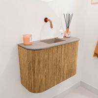 Toiletmeubel Mondiaz Joya Dlux | 63.2 cm | Meubelkleur Oak | Faye wastafel Saba Wasbak Midden | Zonder kraangat(en)