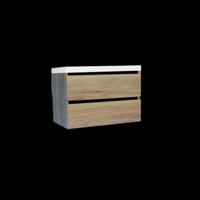 Onderkast Sanilux Trendline Met Greeplijst Mat Zwart 80x47x52 cm Naturel Oak Sanilux