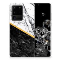 Samsung Galaxy S20 Ultra | TPU | Siliconen hoesje | Marmer Wit Zwart - Origineel Cadeau Man
