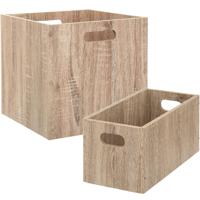 Set van 2x stuks opbergmanden/kastmanden 7 en 29 liter naturel van hout 31 cm - Opbergkisten