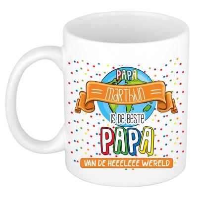 Naam mok papa Marthijn - wit - de beste - keramiek - 300 ml - Vaderdag/verjaardag