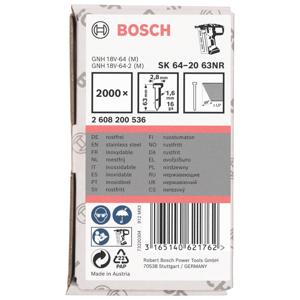 Bosch Professional Afwerknagel RVS 63mm 20° 16Ga VE=2000 - 2608200536