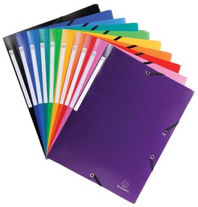 Exacompta elastomap 10 geassorteerde kleuren: zwart, donkerblauw, lichtblauw, turkoois, groen, geel, o...