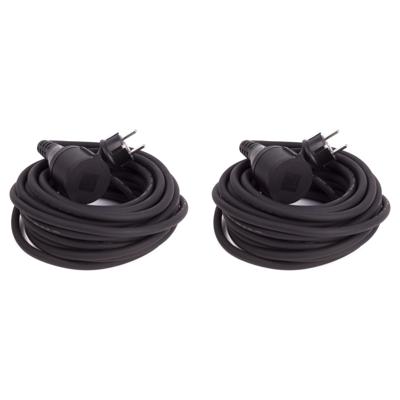 Verlengsnoer rubber - 2x - 10 meter - spatwaterdicht IP44 - 3500W - 3-polig