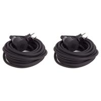 Verlengsnoer rubber - 2x - 10 meter - spatwaterdicht IP44 - 3500W - 3-polig