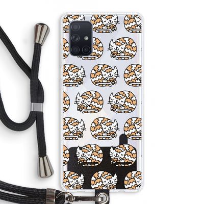 Slapende poes: Samsung Galaxy A71 Transparant Hoesje met koord