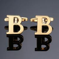 1 paar gouden letters A-Z naam Manchetknopen mannen Frans shirt Manchetknopen (B)