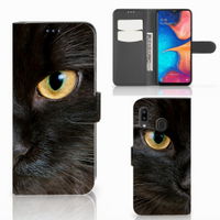 Samsung Galaxy A30 Telefoonhoesje met Pasjes Zwarte Kat - thumbnail