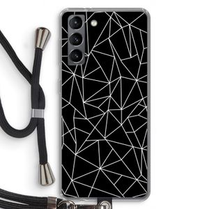 Geometrische lijnen wit: Samsung Galaxy S21 Transparant Hoesje met koord