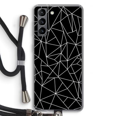 Geometrische lijnen wit: Samsung Galaxy S21 Transparant Hoesje met koord