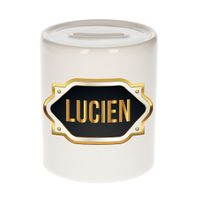 Naam cadeau spaarpot Lucien met gouden embleem