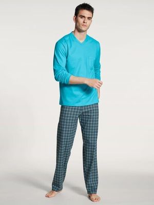 Calida Calida herenpyjama 40667 lang button blue