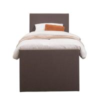 Leen Bakker - Boxspring Met Voetbord Liv Egaal - Donker - 90x200 Cm - Ronde Poot - Stof - Bruin