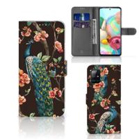 Samsung Galaxy A71 | Telefoonhoesje | Met pasjeshouder | Pauw met Bloemen