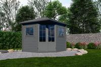 Interflex 2555 Blokhut 250x250 cm 28 mm vuren gecoat- Puntdak- Hout- Interflex Interflex 2555 Blokhut 250x250 cm 28 mm vuren gecoat- Puntdak- Hout- Interflex