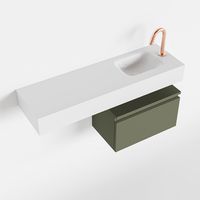 Toiletmeubel Mondiaz Andor | 100 cm | Meubelkleur Army | Lex vrijhangend wastafel Talc Rechts | 1 kraangat
