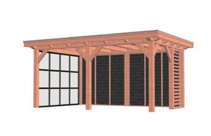 Buitenverblijf Florence 545x360 cm - Plat dak - Combinatie 1- Plat dak- Onbehandeld lariks Douglas hout- Trendhout