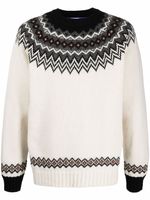 Junya Watanabe MAN pull en maille Fair Isle à encolure ras du cou - Blanc