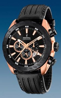 Horlogeband Festina F16900 / F16900-1 / F16899 Leder Zwart 25mm