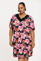 Yoek Jurk A-lijn met dubbele v-hals LILIUM | Roze | Maat 50/52