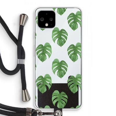 Monstera leaves: Pixel 4 Transparant Hoesje met koord