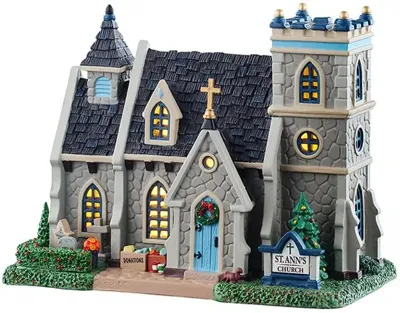 Lemax st. oswald&apos;s church verlicht kersthuisje Caddington Village 2025