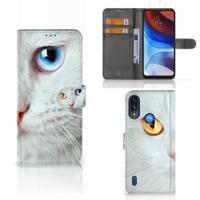 Motorola Moto E7i Power | E7 Power | Telefoonhoesje | Met pasjeshouder | Witte Kat