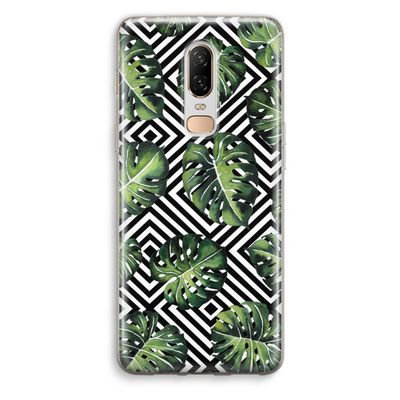 Geometrische jungle: OnePlus 6 Transparant Hoesje