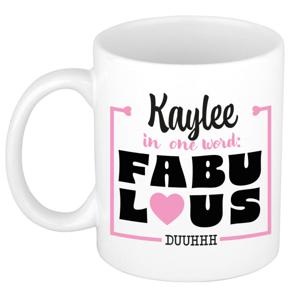 Naam mok Kaylee - wit - Fabulous - keramiek - 300 ml - cadeau collega beker