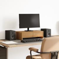 Monitorstandaard met lades 50x27x15 cm hout artisanaal eiken Monitorstandaard met lades 50x27x15 cm hout artisanaal eiken