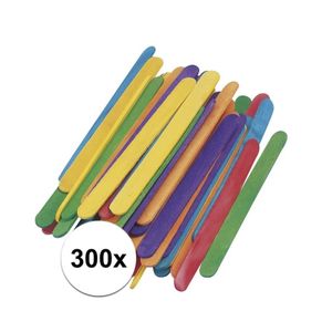 300 gekleurde ijsstokjes knutselhoutjes 5,5 cm   -