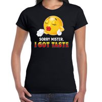 Funny emoticon t-shirt Sorry mister i got taste zwart dames - thumbnail