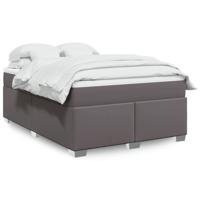 Boxspring met matras kunstleer grijs 140x190 cm