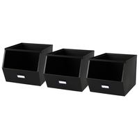 Stapelbare opbergmand Open Metal Box - 3x - L23 x B32 x H21 cm - metaal - zwart Stapelbare opbergmand Open Metal Box - 3x - L23 x B32 x H21 cm - metaal - zwart