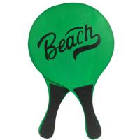 Gebro beachball set - neon groen - hout - 35 x 20 cm - strandspelletje - tennis