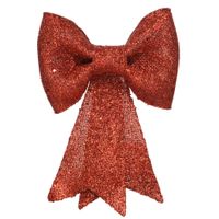 Decoris Kersthanger strik - rood - glitters - pailletten - 14 cm   - - thumbnail
