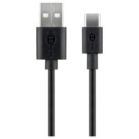 Goobay USB-kabel USB 2.0 USB-C stekker, USB-A stekker 1 m Zwart Stekker past op beide manieren, Aluminium-stekker, Ronde ader, PVC-mantel 45735 - thumbnail