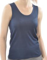 Zijden Rib Dames Hemd Alkena Kleur Navy blauw Maat Medium