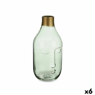 Vaas Gezicht Groen Glas 11 x 24,5 x 12 cm (6 Stuks)