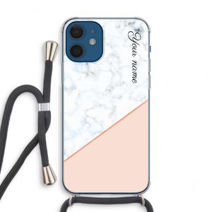 Marmer in stijl: iPhone 12 mini Transparant Hoesje met koord