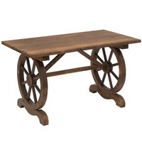 Tuintafel balkontafel houten tafel weerbestendig wielvorm massief hout naturel - thumbnail