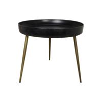 Bijzettafel Ventura - ø60 cm - black wash/antique gold