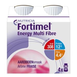 Fortimel Energy Multi Fibre Aardbei Flesjes 4x200ml