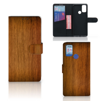 Alcatel 1S (2021) Book Style Case Donker Hout - thumbnail