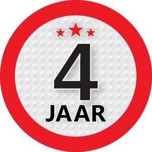 4 jaar leeftijd sticker rond 9 cm verjaardag versiering