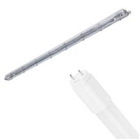 LED Waterdichte TL Armatuur met T8 Buis - Velvalux Strela - 150cm - Enkel - Koppelbaar - Waterdicht IP65 - 24W - Helder/Koud Wit 6500K