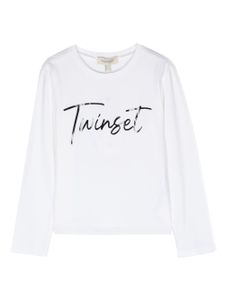 TWINSET Kids t-shirt longues manches à logo imprimé - Tons neutres