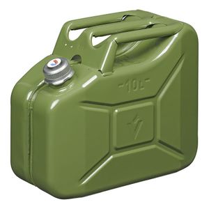 Metalen jerrycan met magnetische dop legergroen voor brandstof 10 liter   -