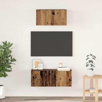Tv-meubelset 2 pcs Oud hout 80 x 30 x 30 cm Bewerkt hout