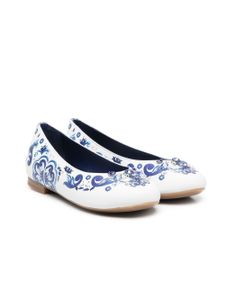 Dolce & Gabbana Kids ballerines à ornements en cristal - Bleu